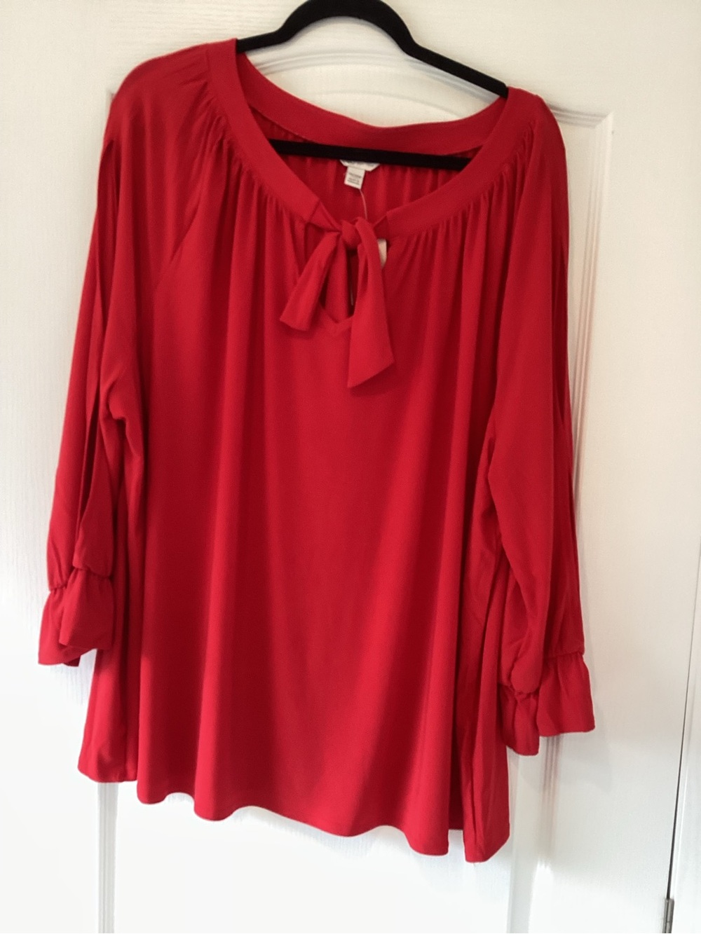 Cato Red Tie-Neck Blouse 26/28W BNWT